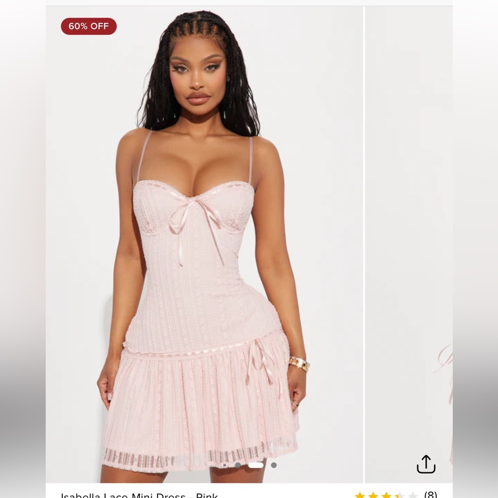 NWT Fashion Nova Isabella Lace Mini dress pink medium
